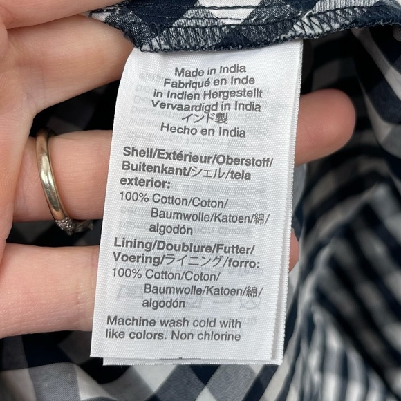 J. Crew Spiro Gingham Tiered Maxi Dress Gown | Navy Blue | Size 2 - Picture 9 of 10